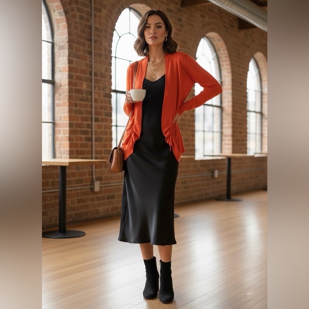 Lauren Ralph Lauren Orange Open Cardigan Sweater size XL